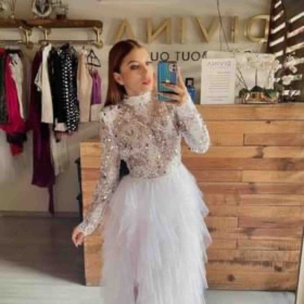 Elegant White Sequin Dress